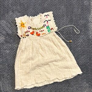 Embroidered Cream Kids Dress